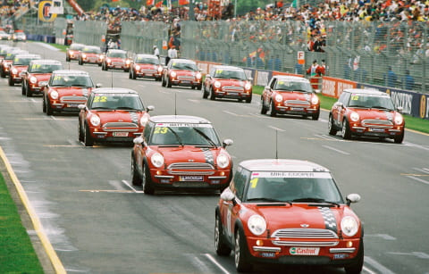 CelebrityChallenge-480x307 The 2002 MINI Celebrity Challenge saw 28 Coopers take to the track.